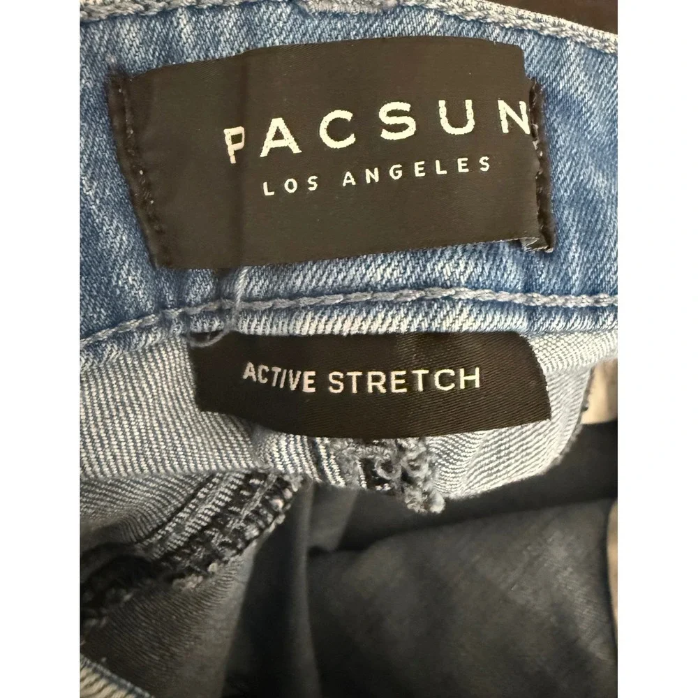 PacSun Mens Active Stretch Skinny Jeans Light Wash Blue Denim Pants Size 29x28